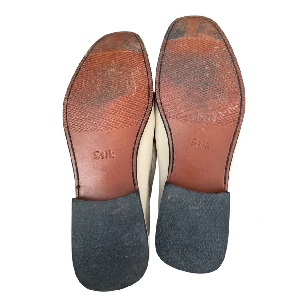Stik Leather Buckle Loafer Cream SlipOn Mens Casual Minimalist EU43 (10-10.5 US)